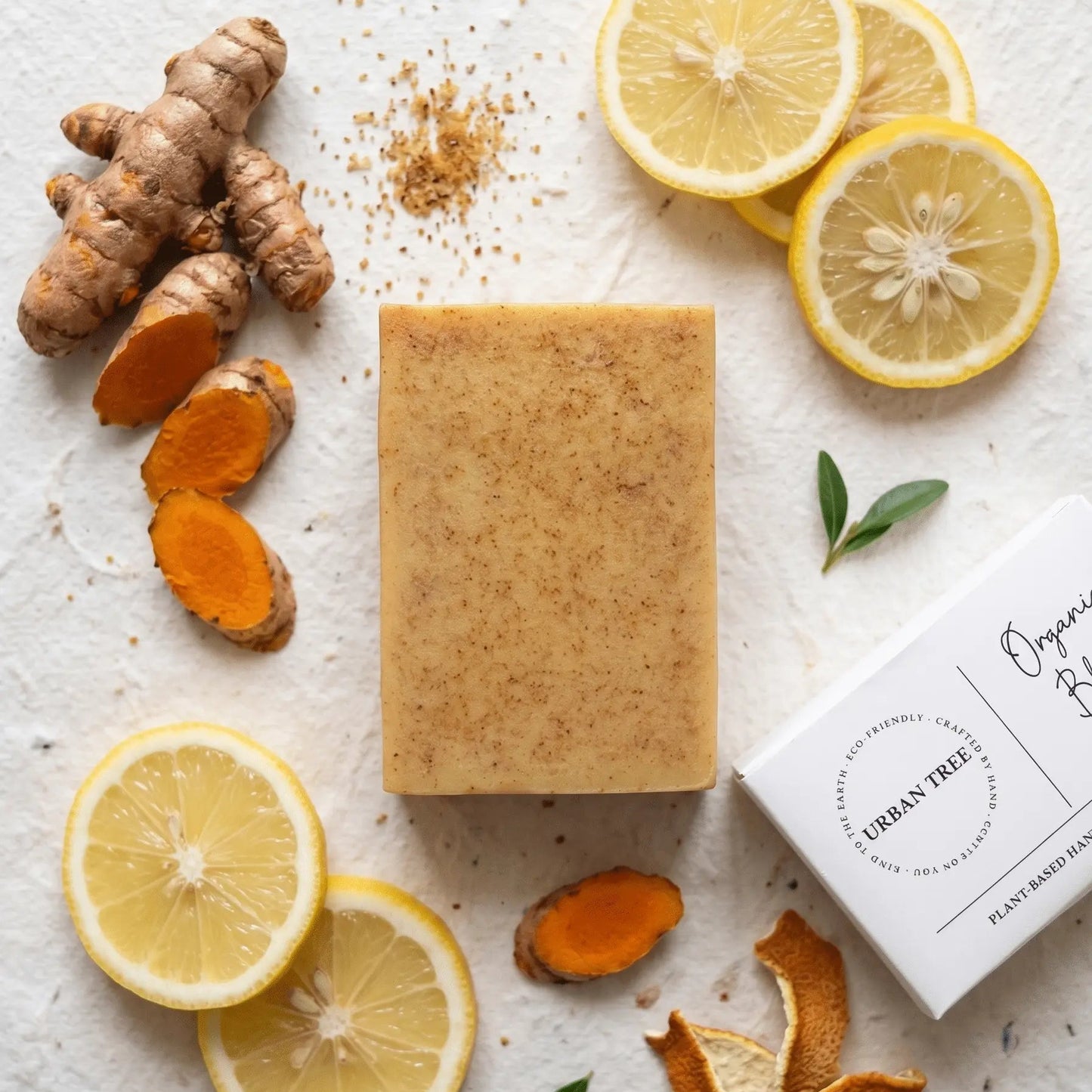 Turmeric Kojic Acid Soap with turmeric extract and citrus ingredients for brightening skin and daily cleansing by Urban Tree