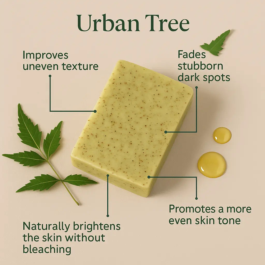 Urban Tree Neem Soap – Natural Brightening Bar to Fade Dark Spots, Even Skin Tone, and Reduce Texture