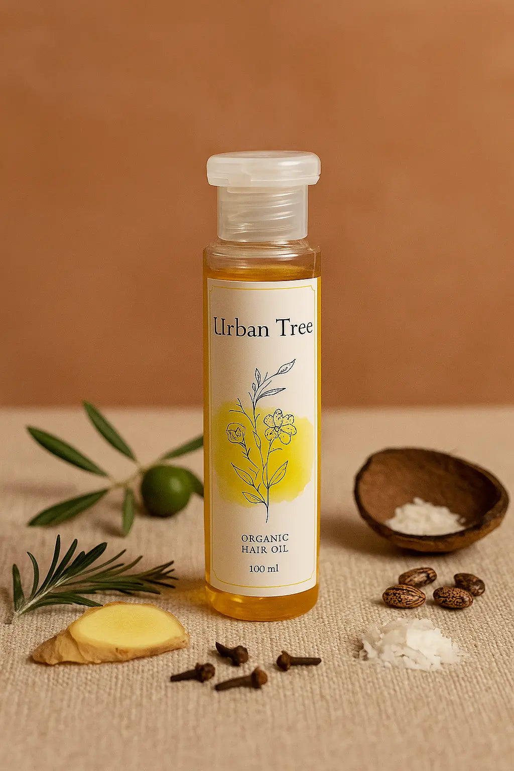 Urban Tree Organic Hair Oil – Natural Blend for Hair Growth, Shine, and Scalp Nourishment with Coconut, Olive, and Clove Oils