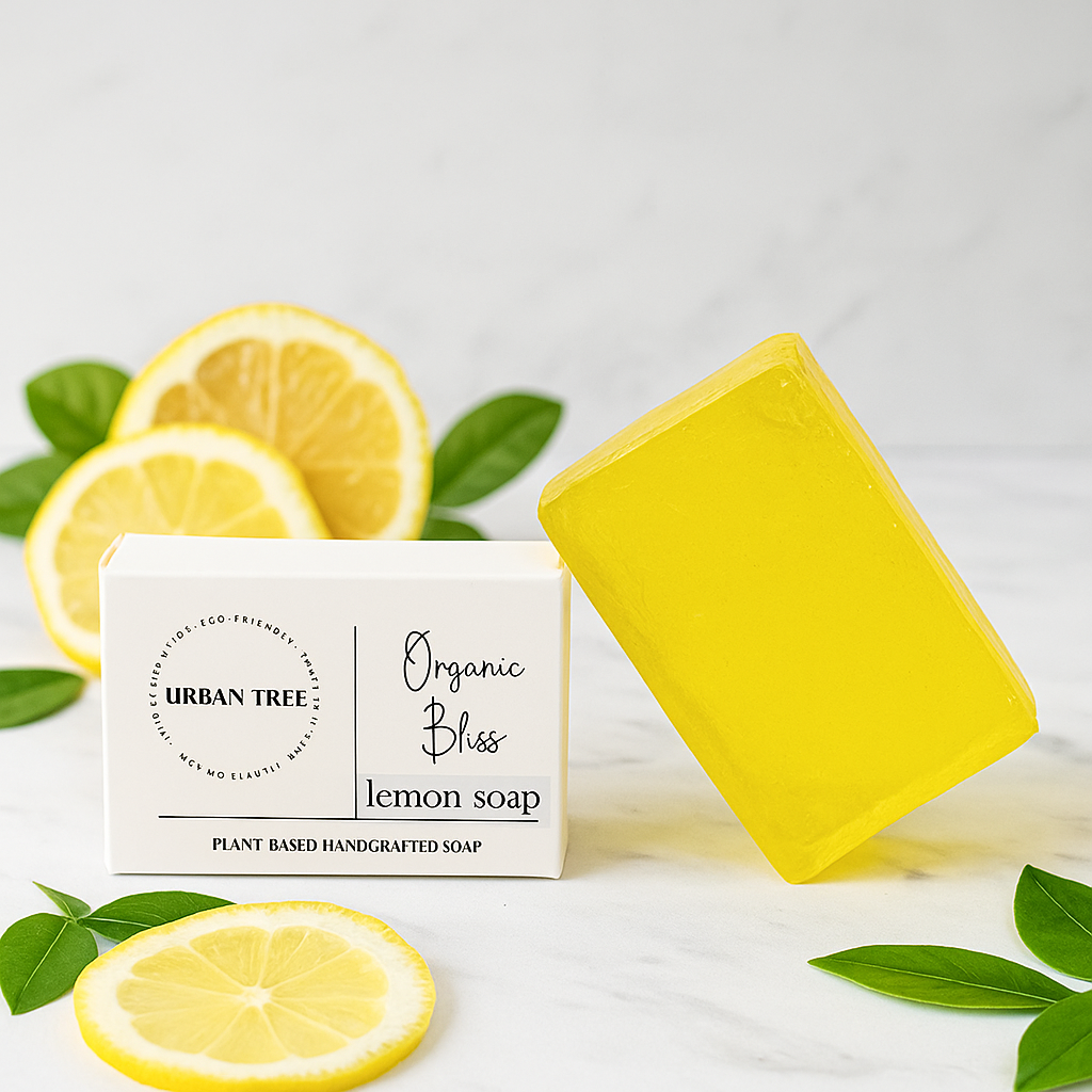 Lemon Soap by Urban Tree - premium organic plant-based soap with fresh lemon extract for radiant cleansing skincare by Urban Tree Pakistan