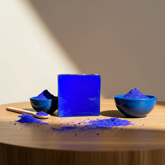 Nila Soap with Moroccan Blue Clay for skin brightening and glow by Urban Tree Pakistan — luxurious blue natural face and body soap.