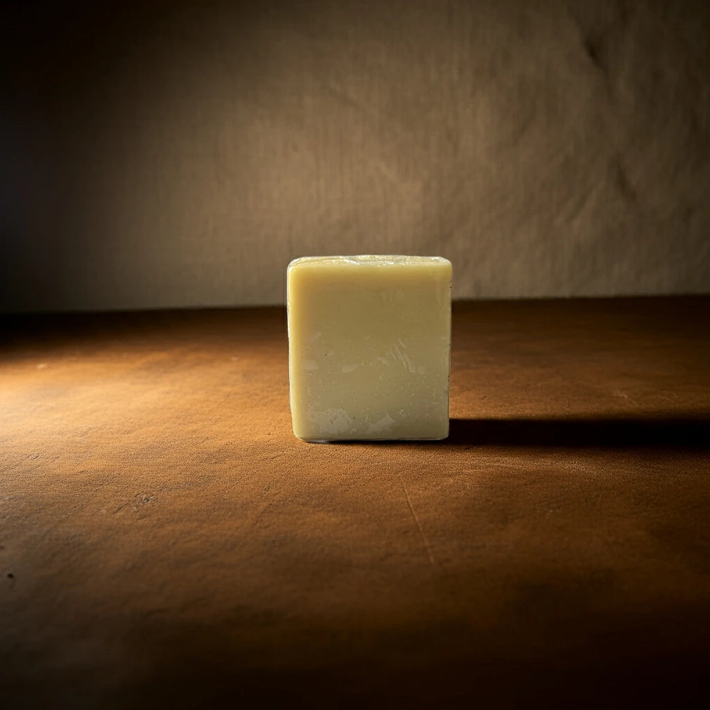 Organic Turmeric Kojic Acid Soap  by UrbanTree pakistan with 2% kojic acid on a wooden surface with a dark background