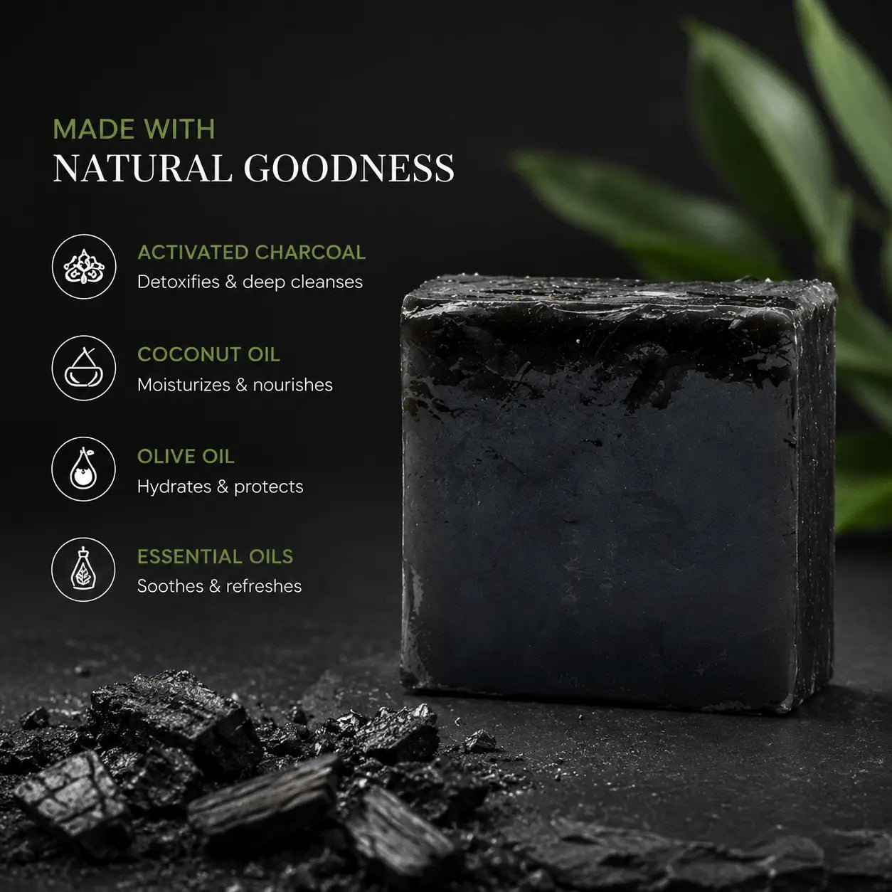 Charcoal Soap, Natural Ingredients Organic Skincare Soap by Urban Tree Pakistan