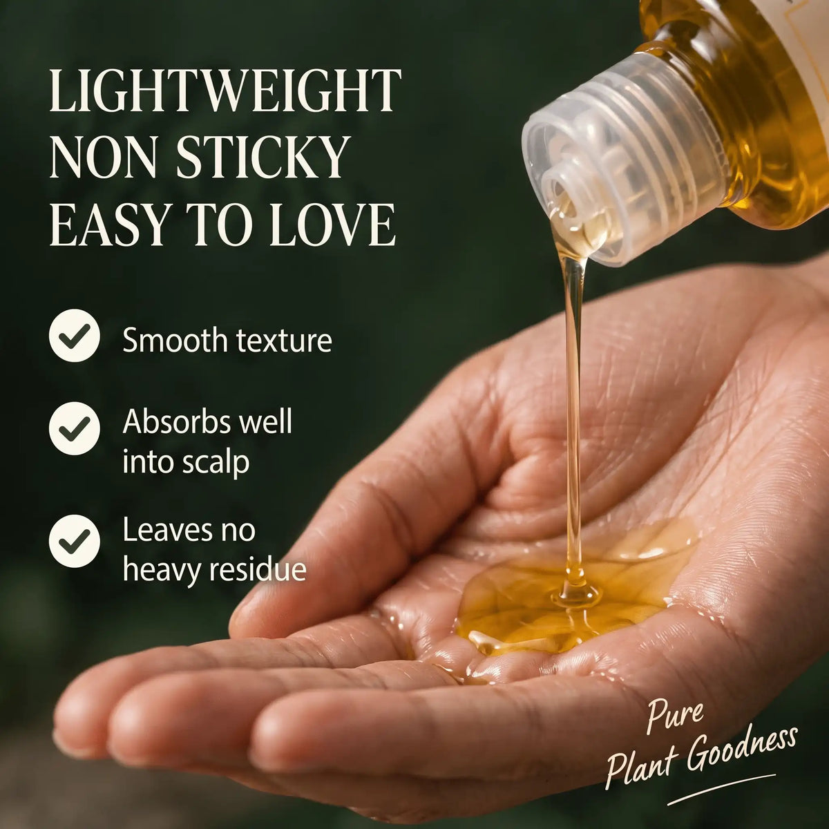 Urban Tree Organic Hair Oil with Rosemary 100ml poured into a palm, showing its light, non sticky texture