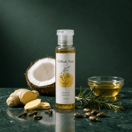 Urban Tree Organic Hair Oil 100ml with rosemary, ginger, castor and coconut oil for hair fall control in Pakistan