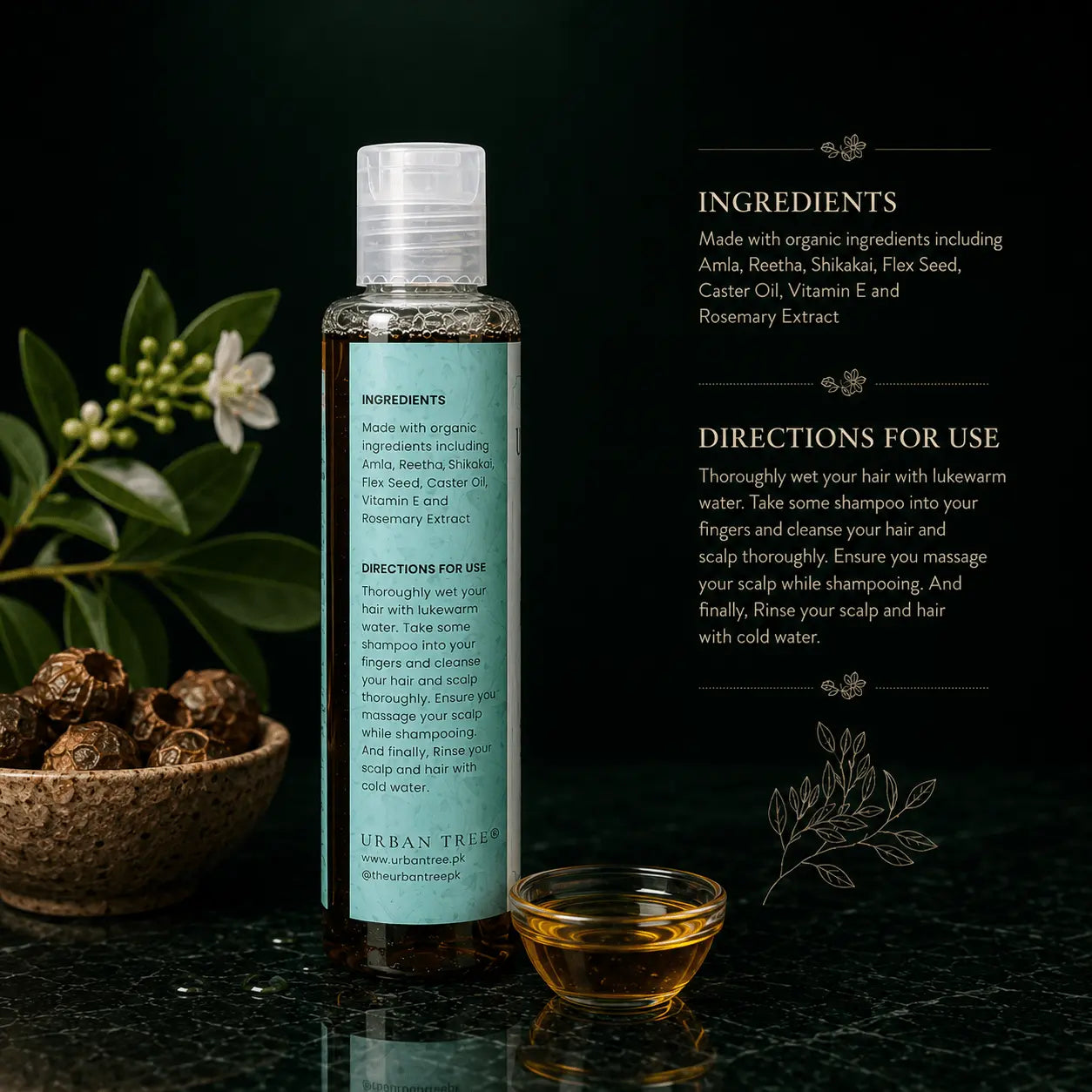 Organic Shampoo for hair growth and reduced hair fall, sulfate free shampoo by Urban Tree Pakistan