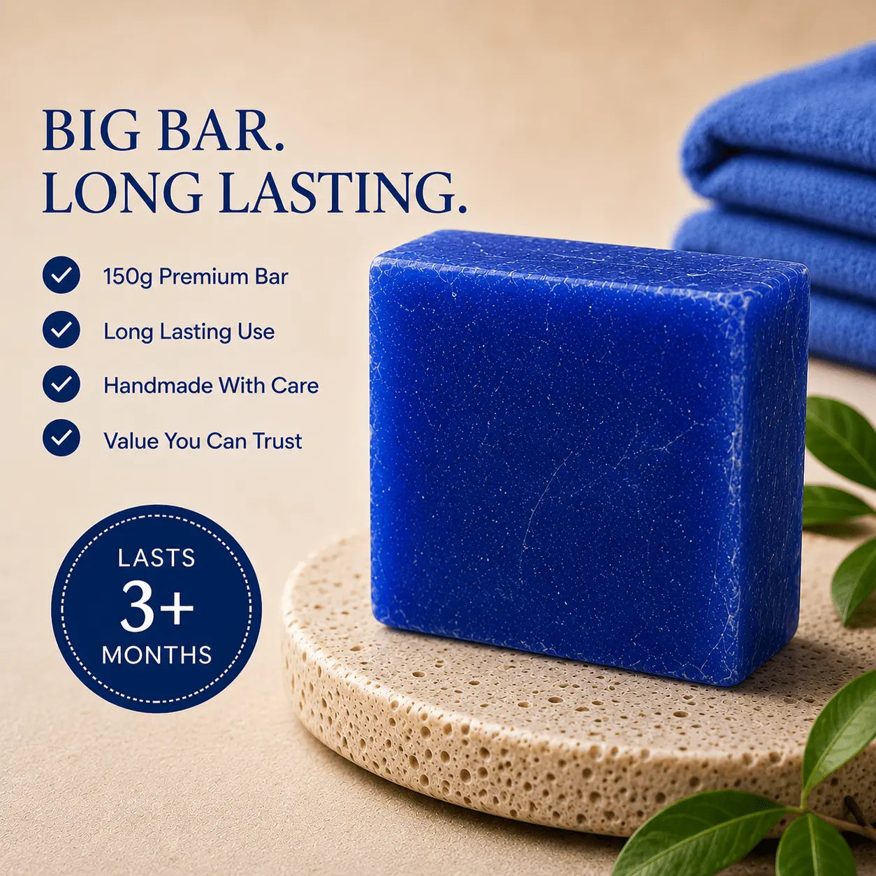 Pure Moroccan Nila Soap premium 150g blue soap bar with long lasting use, Urban Tree Pakistan
