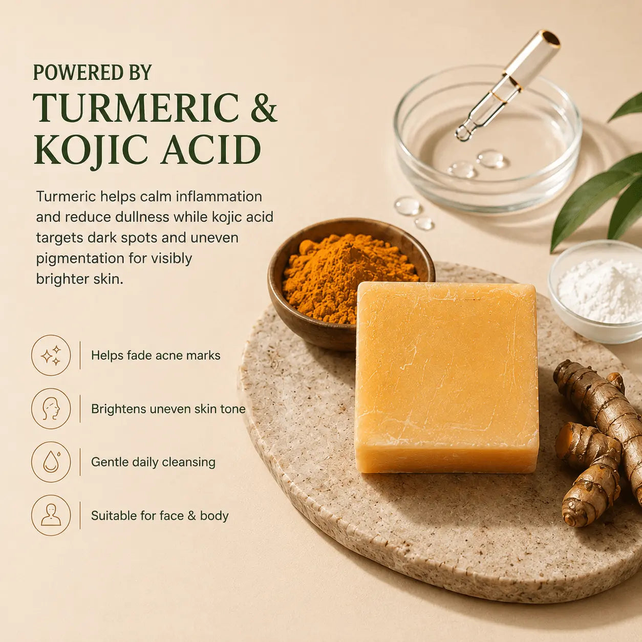 Turmeric Kojic Acid Soap for dark spots, acne marks and brighter skin by Urban Tree Pakistan