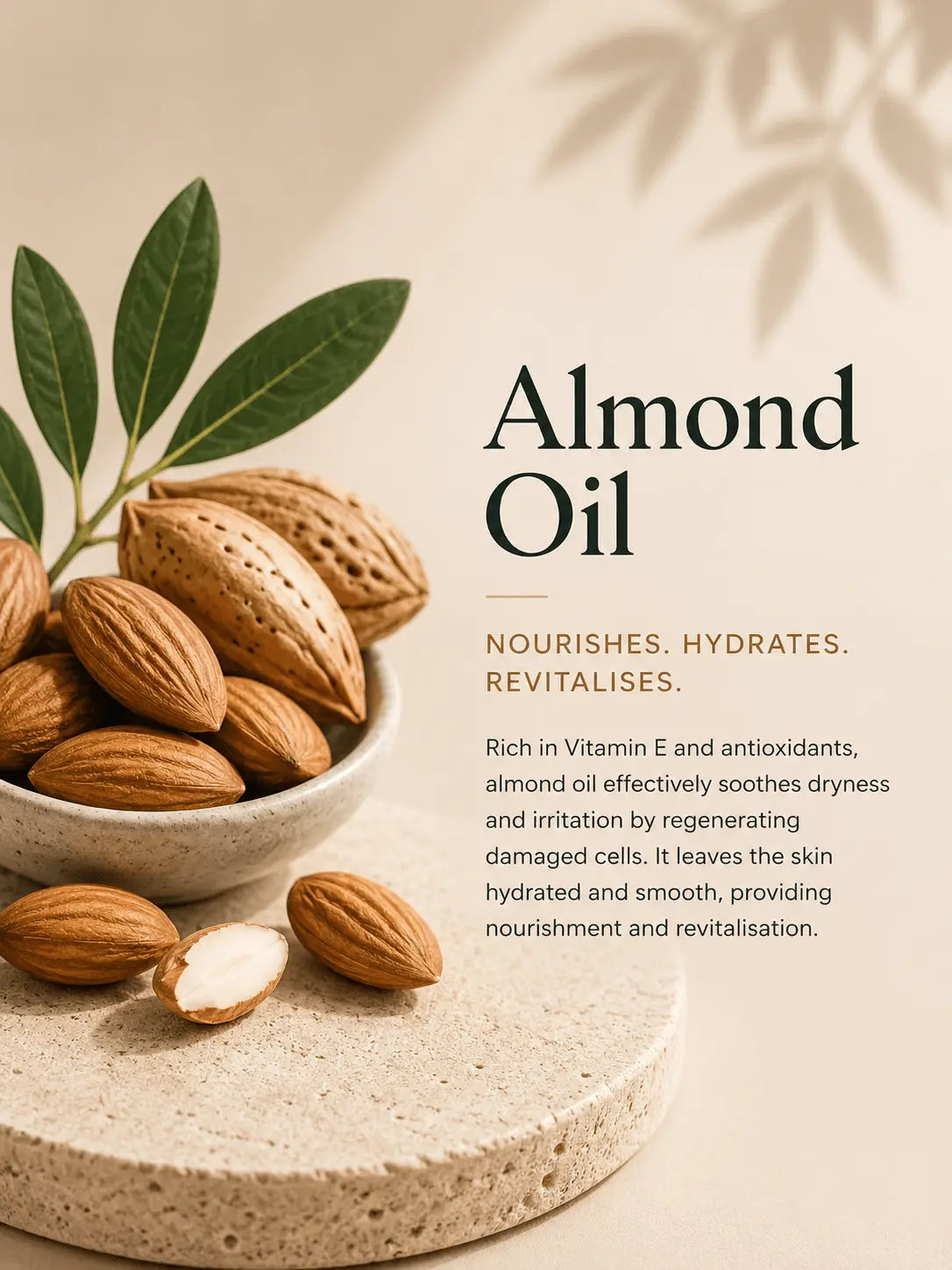 Urban Tree almond oil ingredient image for organic soap, smooth hydrated and healthy skin