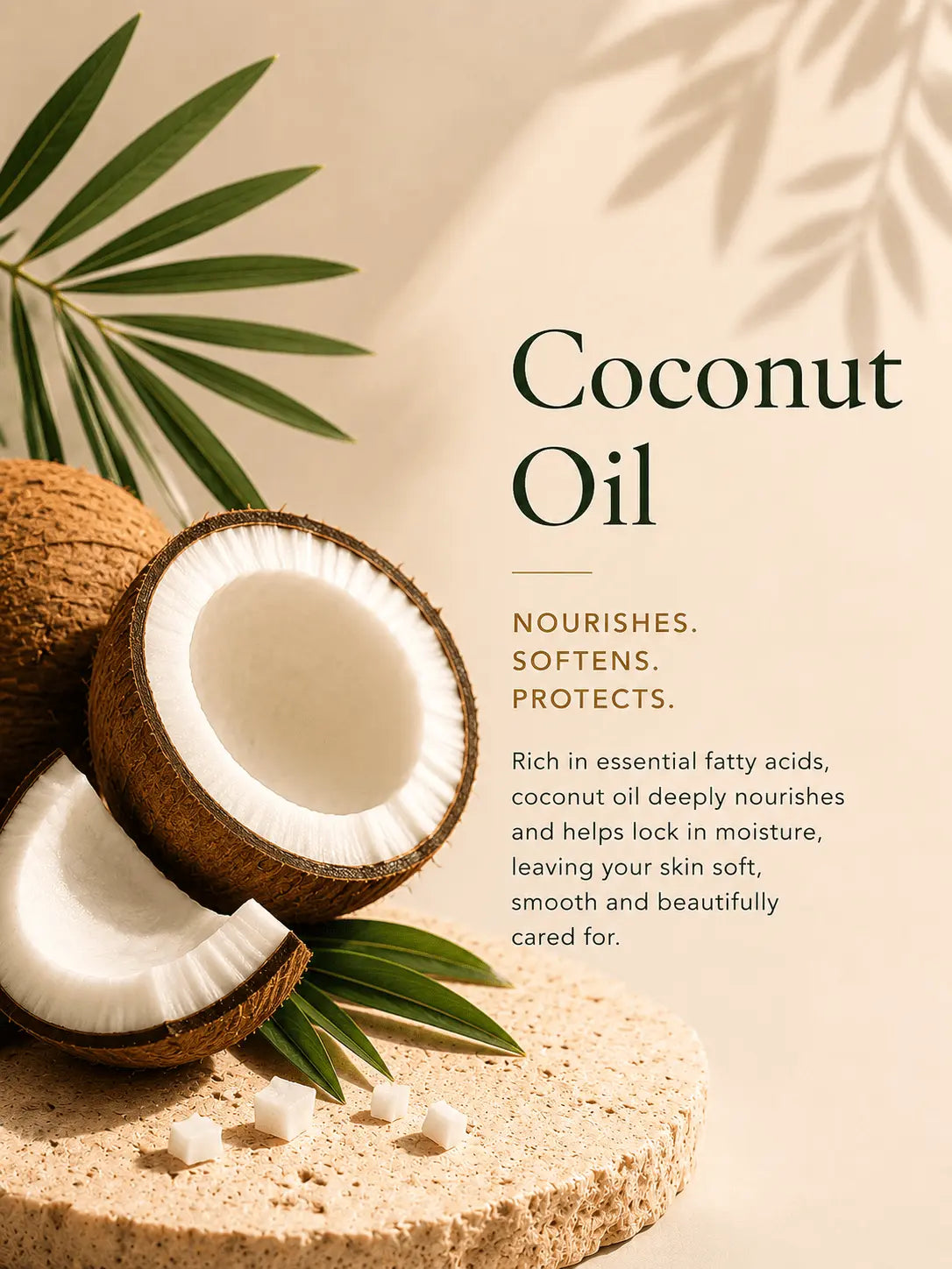 Urban Tree coconut oil ingredient image for organic soap, nourishing and hydrating skincare