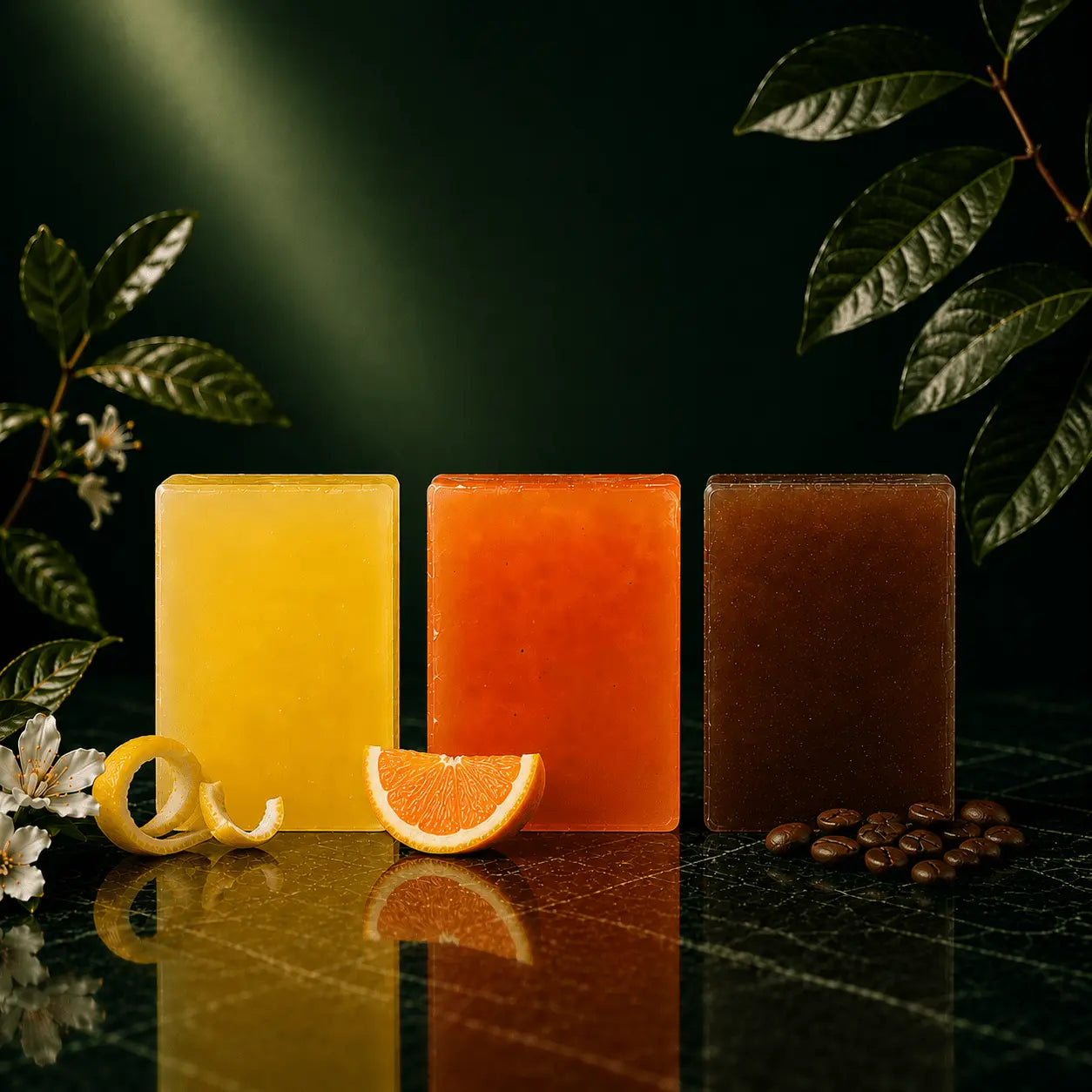 Urban Tree Glow and Refresh Collection, natural soap bundle featuring lemon, orange and coffee soaps in Pakistan