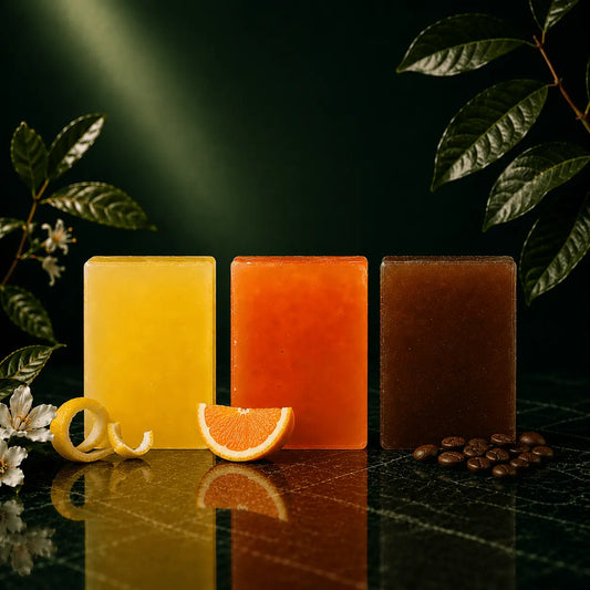 Urban Tree Glow and Refresh Collection, natural soap bundle featuring lemon, orange and coffee soaps in Pakistan