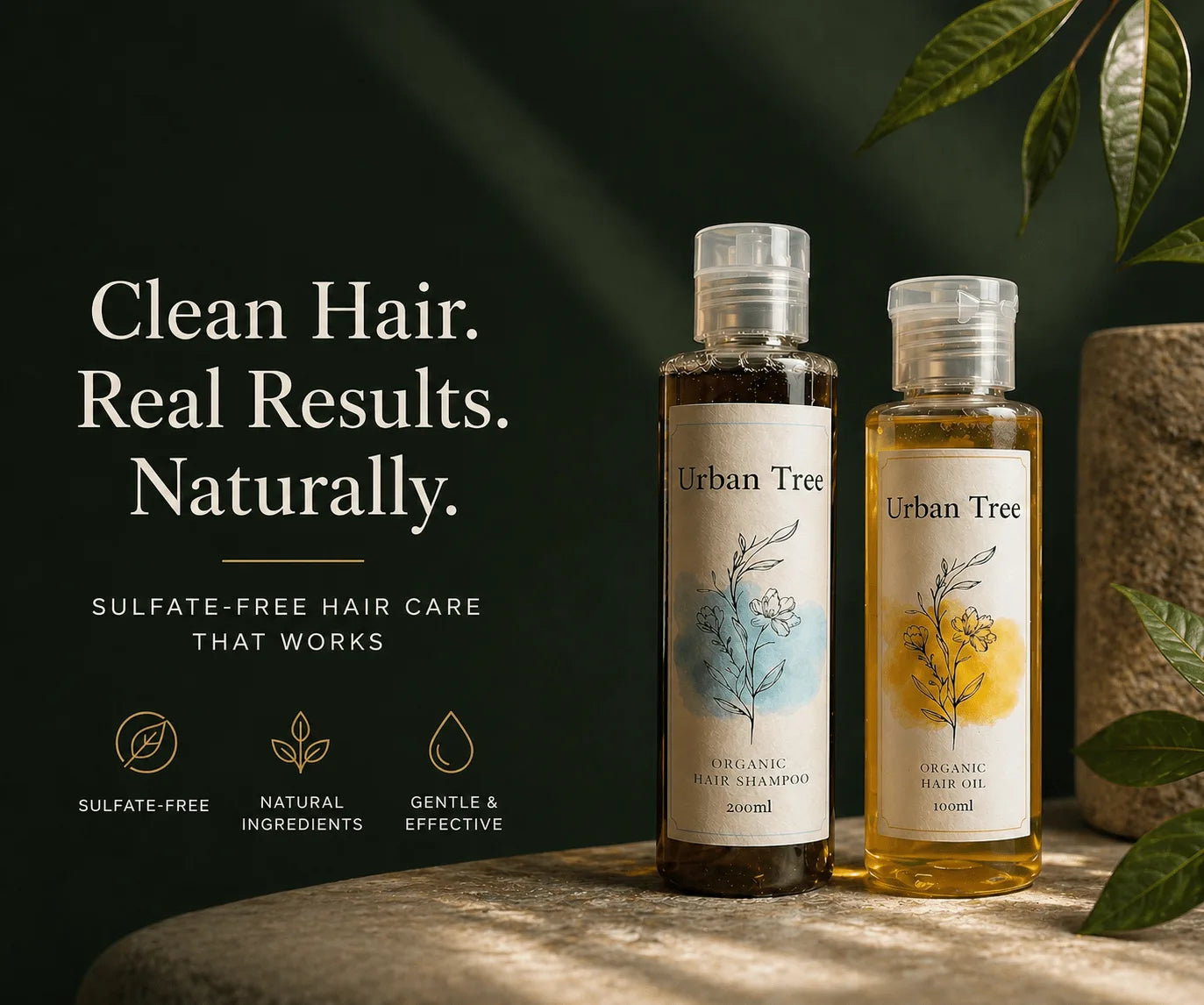 Urban Tree Hair Care sulfate free shampoo and oil for hair fall and dry hair organic treatment Pakistan