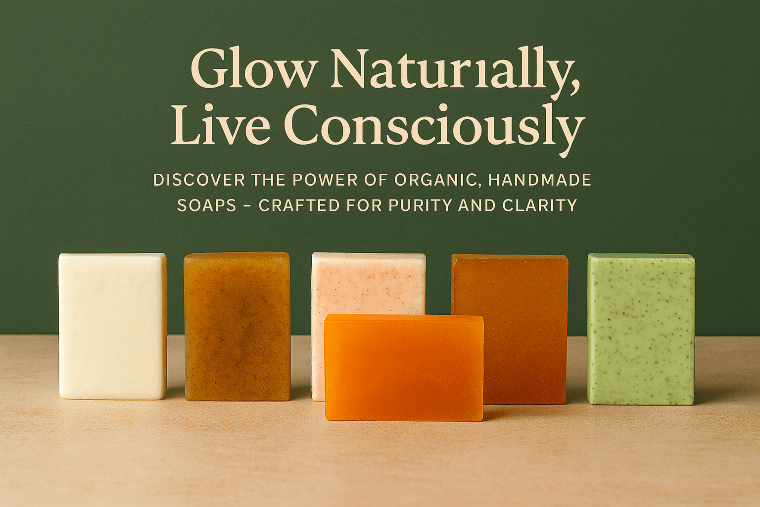 Urban Tree handmade organic soaps banner featuring natural skincare bars on earthy background – clean, eco-friendly, sulfate-free beauty products in Pakistan.