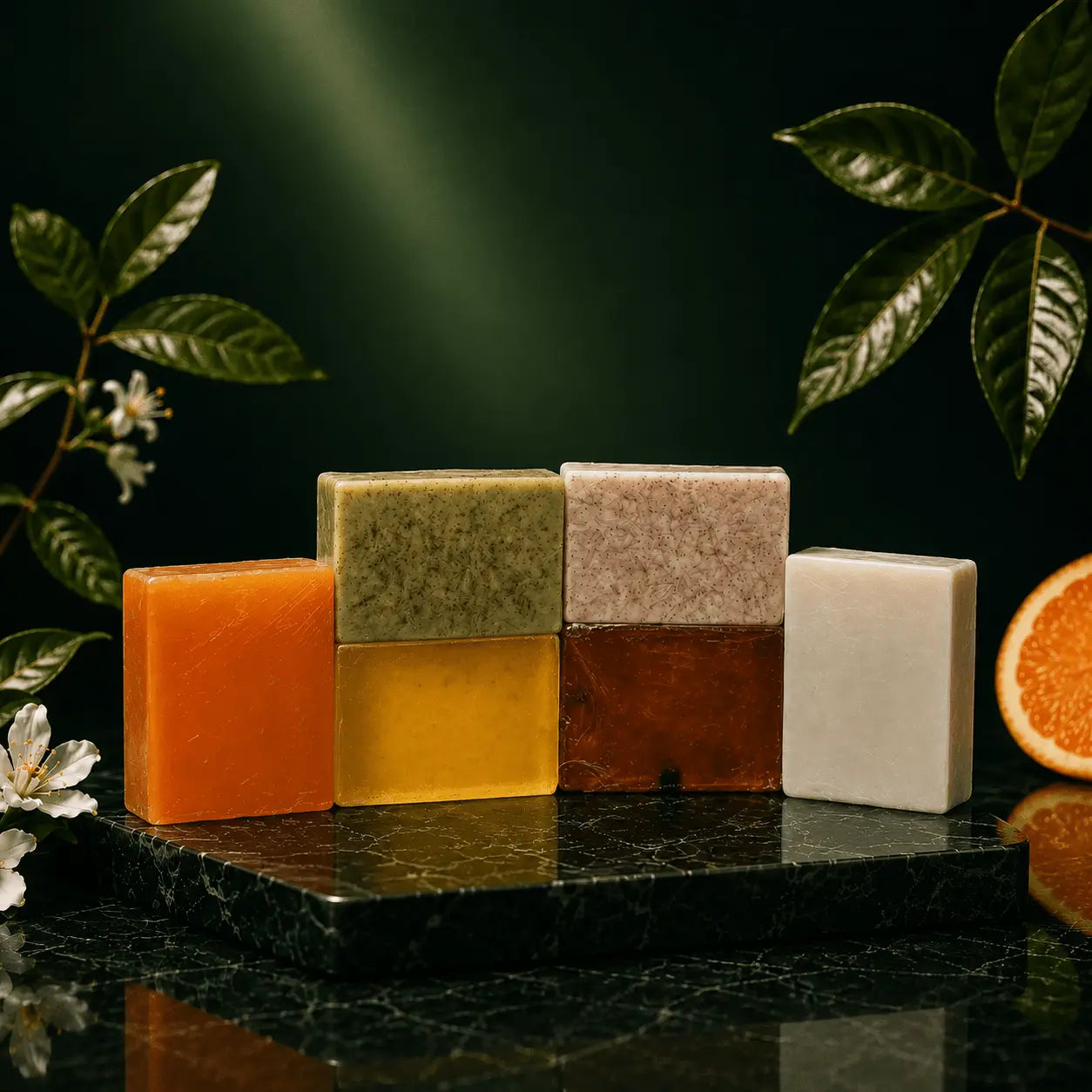 Urban Tree Natural Soap Collection Bundle featuring orange, neem, lemon, coffee, rice and natural skincare soaps in Pakistan