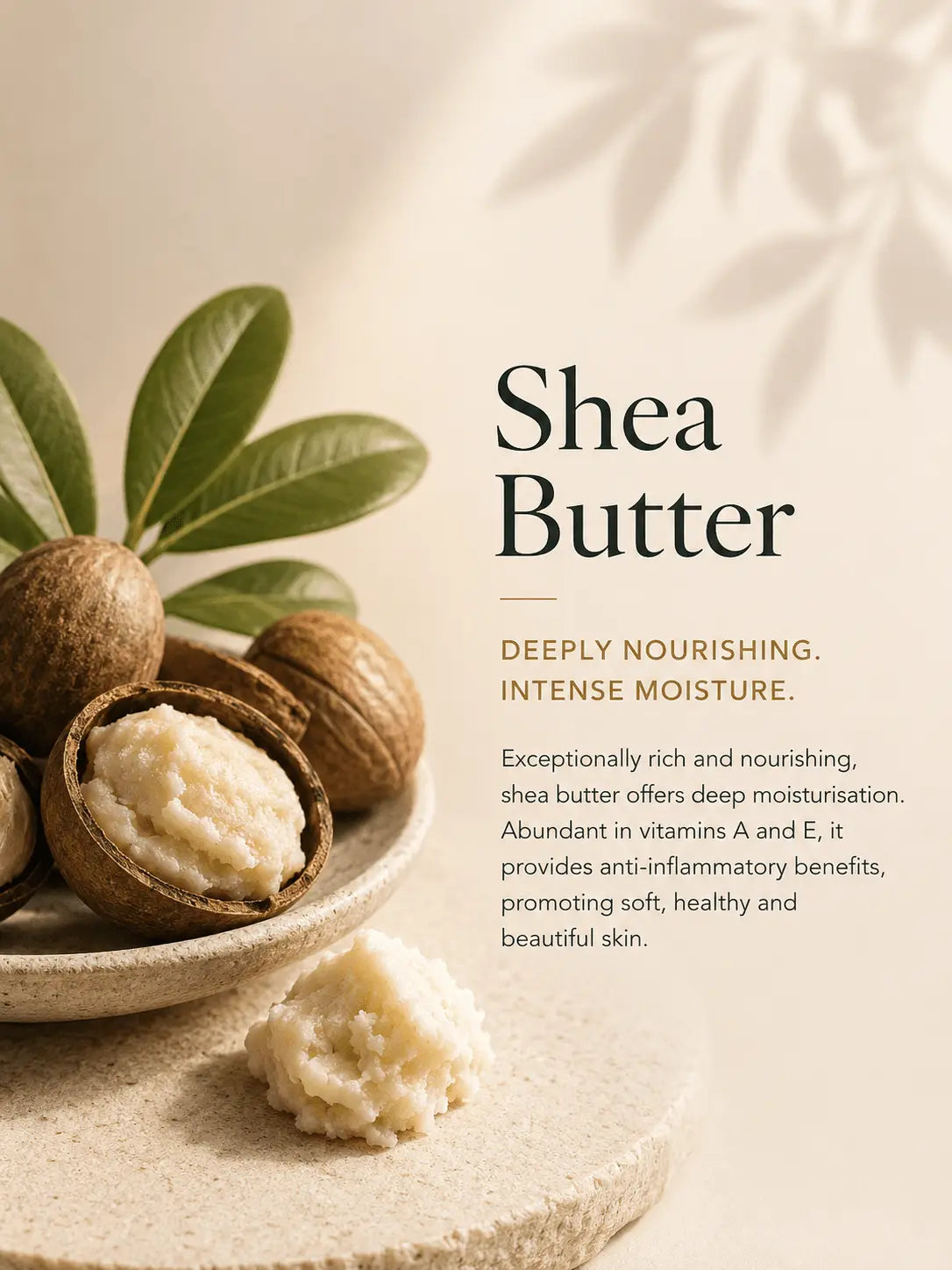Urban Tree shea butter ingredient image for organic soap, deep nourishment and moisture care