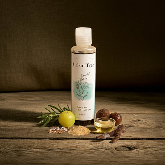 Urban Tree Sulfate Free Organic Hair Shampoo 200ml bottle with amla, reetha, shikakai, castor oil and natural extracts – best organic shampoo in Pakistan